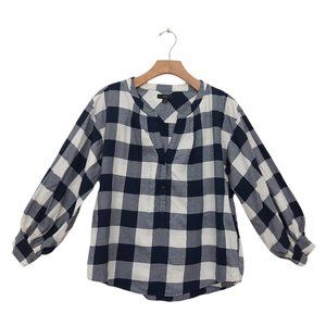 J. Crew Blouse Navy White Womens Size Small